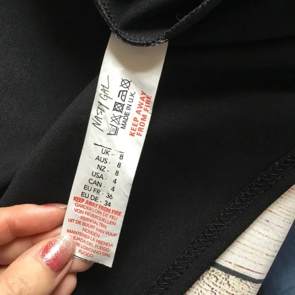 Nasty Gal Long Sleeve Faux Wrap Black Mini Dress Size 4 - Picture 8 of 8